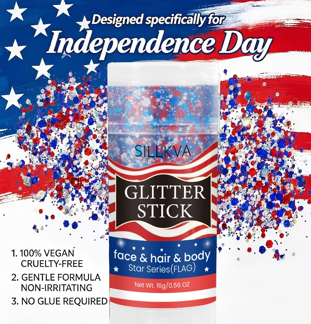 Glitter Makeup Stick Red & Blue Multi-Use Glitter Gel for Face Hair & Body – Patriotic American Flag Theme for July 4th Independence Day Sports Events & Stage - product image 10