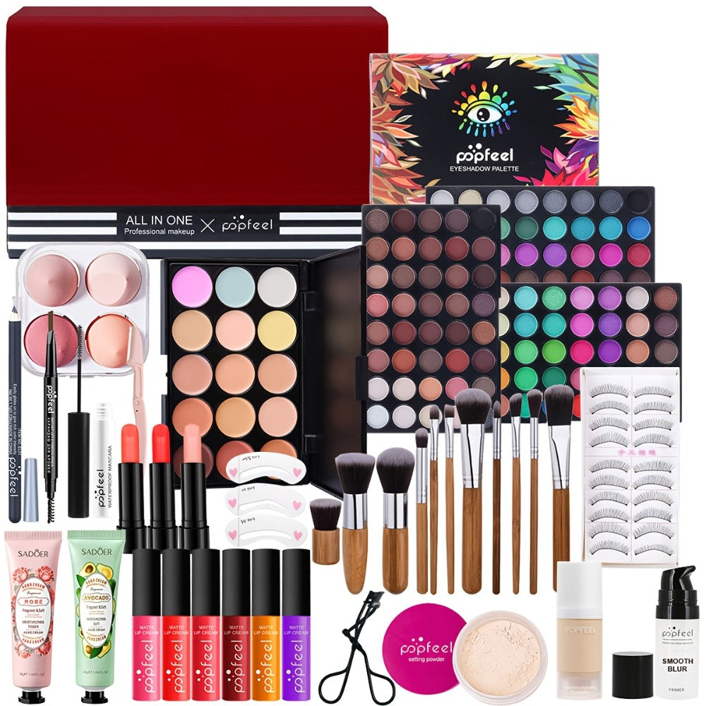 POPFEEL Makeup Kit Full Face Set — Multi-Shade Eyeshadow Palette, Professional Brushes & Pigmented Lip Color, All-in-One Beauty Bundle for Everyday Glam, Special Occasions & Giftin - product image 2