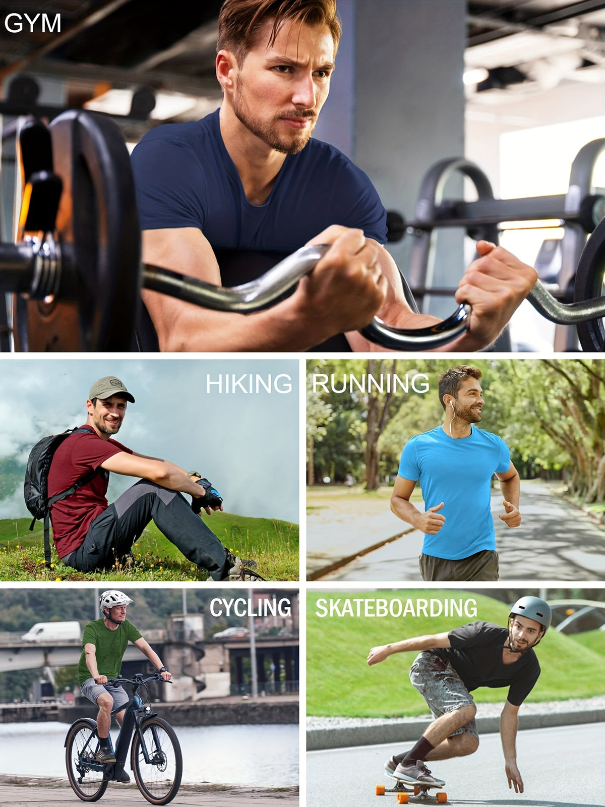 6 Pack Men's Quick Dry Workout Gym T Shirts, Short Sleeve Active Running Athletic Tee Tops - product image 5