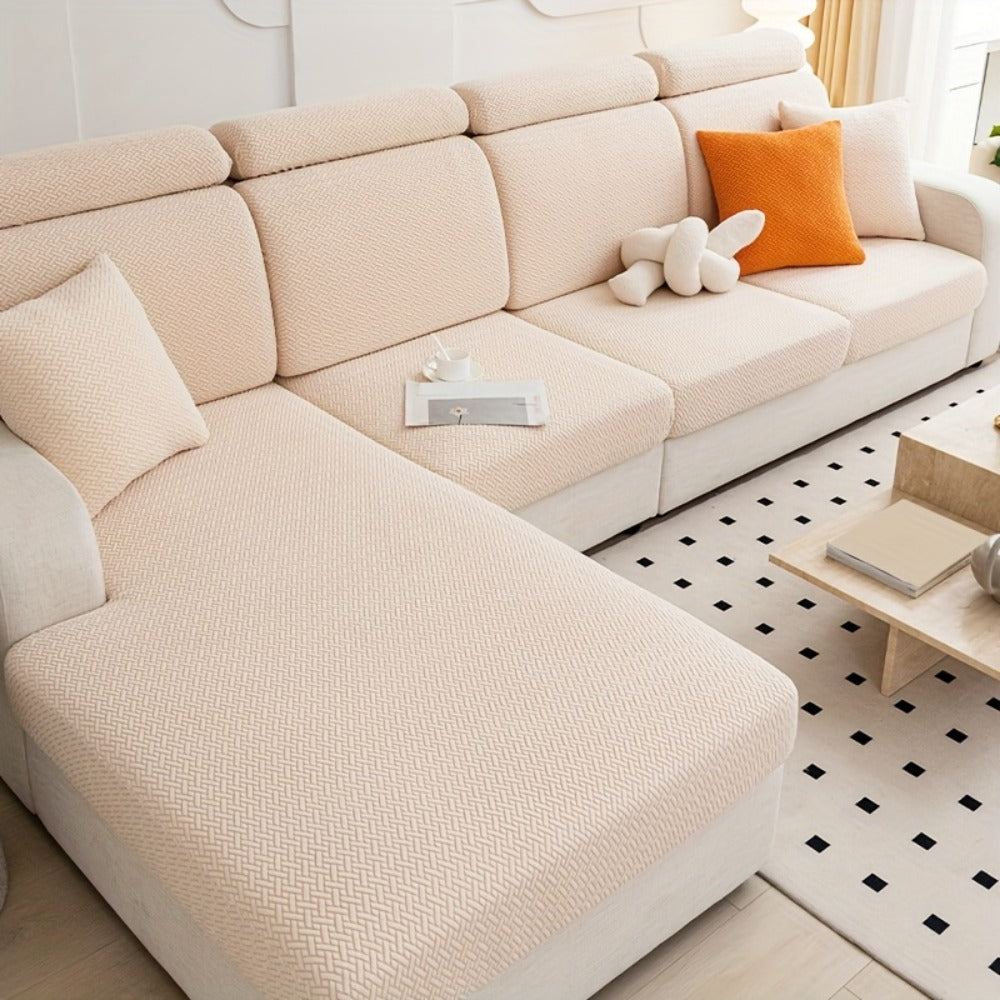 Jacquard Stretch Sofa Cover Non-Slip | Elastic Wear-Resistant Couch Slipcover, Polyester Jacquard Fabric, 1 to 4 Seat Sectional L-Shape, Armrest Backrest, Machine Washable - product image 6