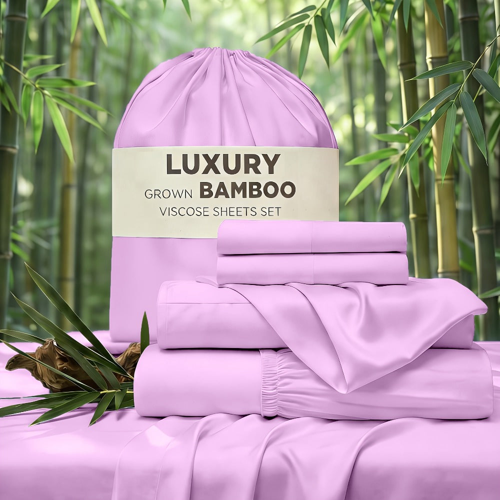Cooling Bed Sheet Set 4 Piece Bamboo Rayon Deep Pocket Twin Full Queen King Extra Soft Wrinkle Fade Stain Resistant Hotel Luxury Pillowcase Bedroom Decor - product image 19