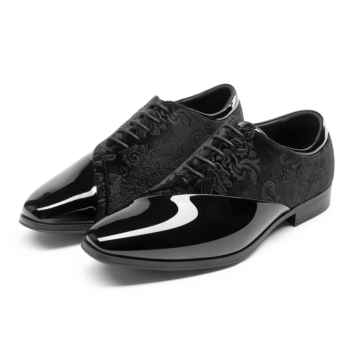 Men's formal tuxedo shoes classic patent velvet lace-up formal oxford shoes for wedding dresses - product image 4