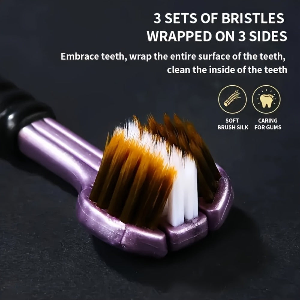 360 Toothbrush 2-Pack – Three-Head Design with Soft & Hard Nylon Bristles, 360° Cleaning, Tongue Coating Removal, Seamless Design for Braces, Bridges & Implants, Fresh Breath Oral  - product image 5