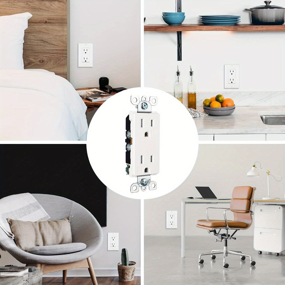 15 Amp Tamper Resistant Wall Outlet 20 Pack with Decorator Wall Plates Included Standard Electrical Receptacle 125V White Duplex Outlet for Home Office Kitchen - product image 5
