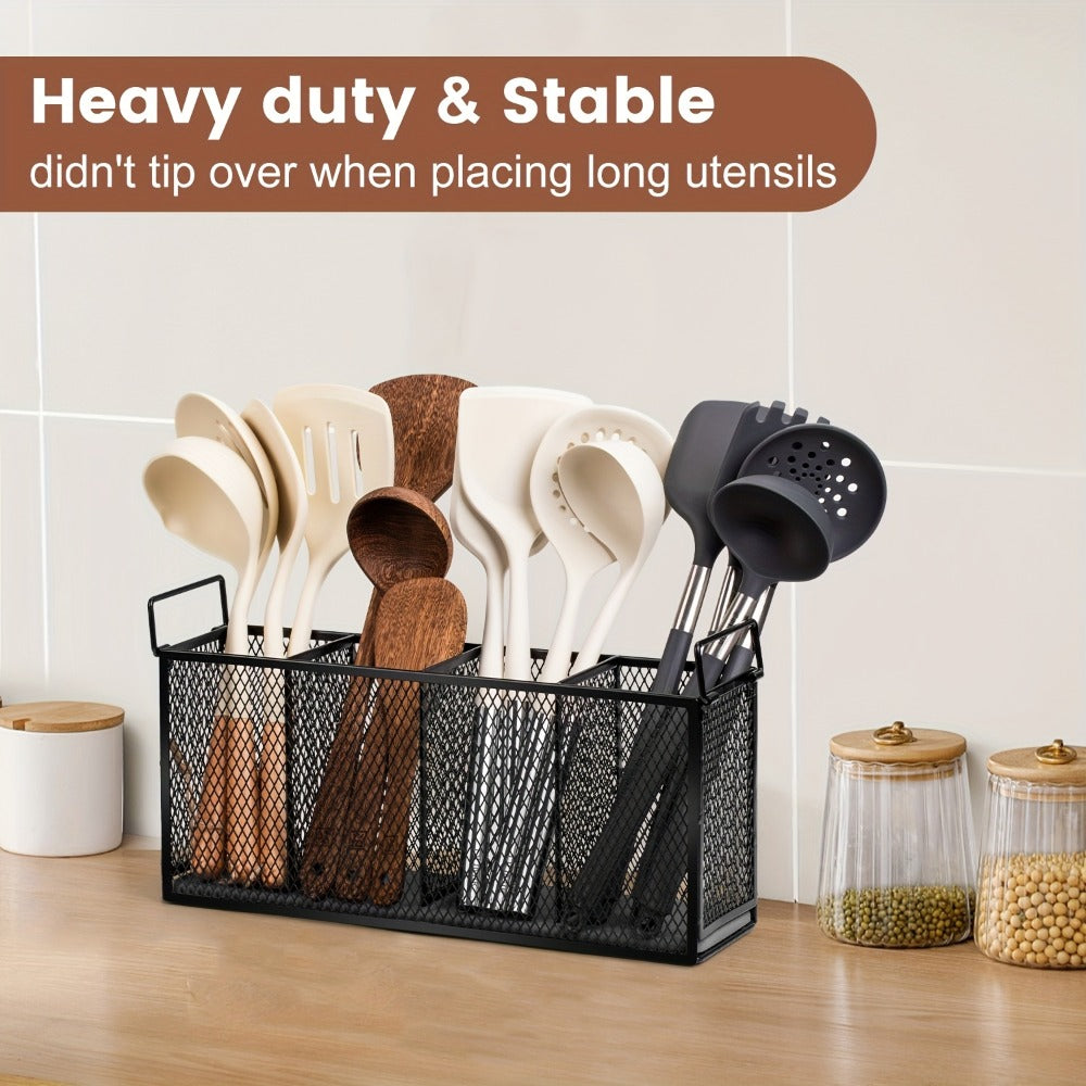 Kitchen Utensil Holder 4-Compartment Diatomaceous Earth Base Organizer - product image 5