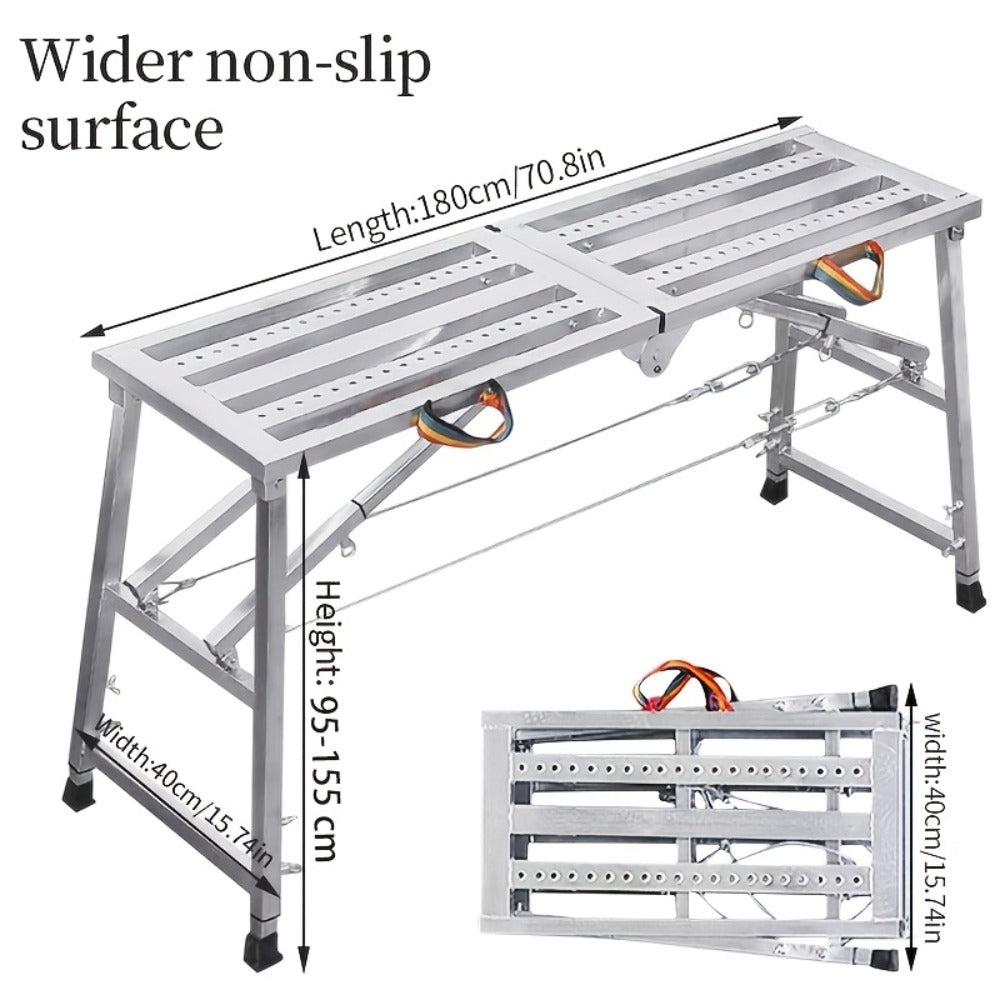 Folding Scaffold Step Stool Adjustable Height 39-79" Portable Steel Work Platform 1300 lb Capacity for Home Renovation Painting Car Washing RV Cleaning - product image 8