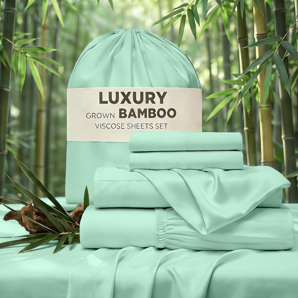 Cooling Bed Sheet Set 4 Piece Bamboo Rayon Deep Pocket Twin Full Queen King Extra Soft Wrinkle Fade Stain Resistant Hotel Luxury Pillowcase Bedroom Decor - product image 16