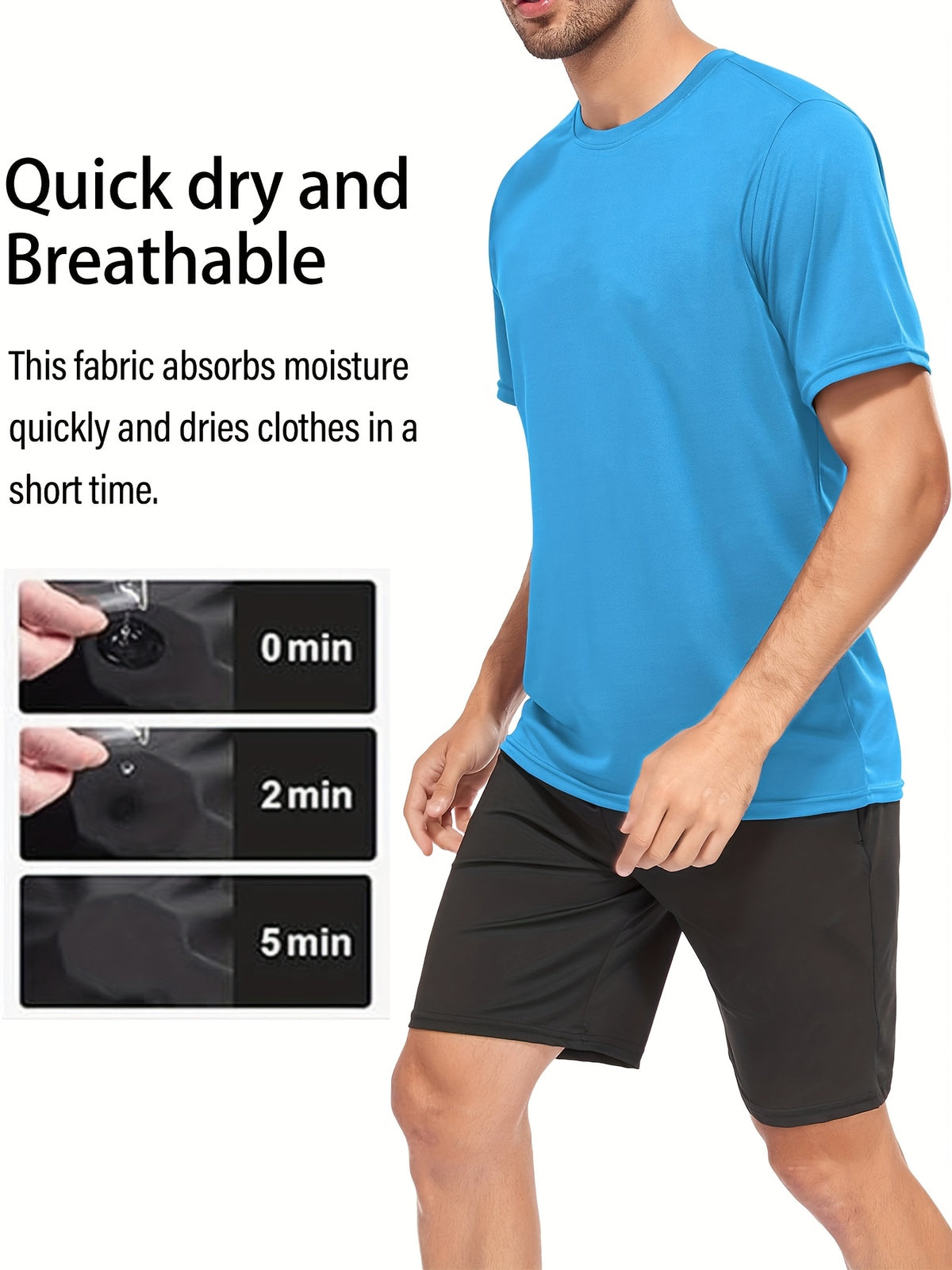 6 Pack Men's Quick Dry Workout Gym T Shirts, Short Sleeve Active Running Athletic Tee Tops - product image 2
