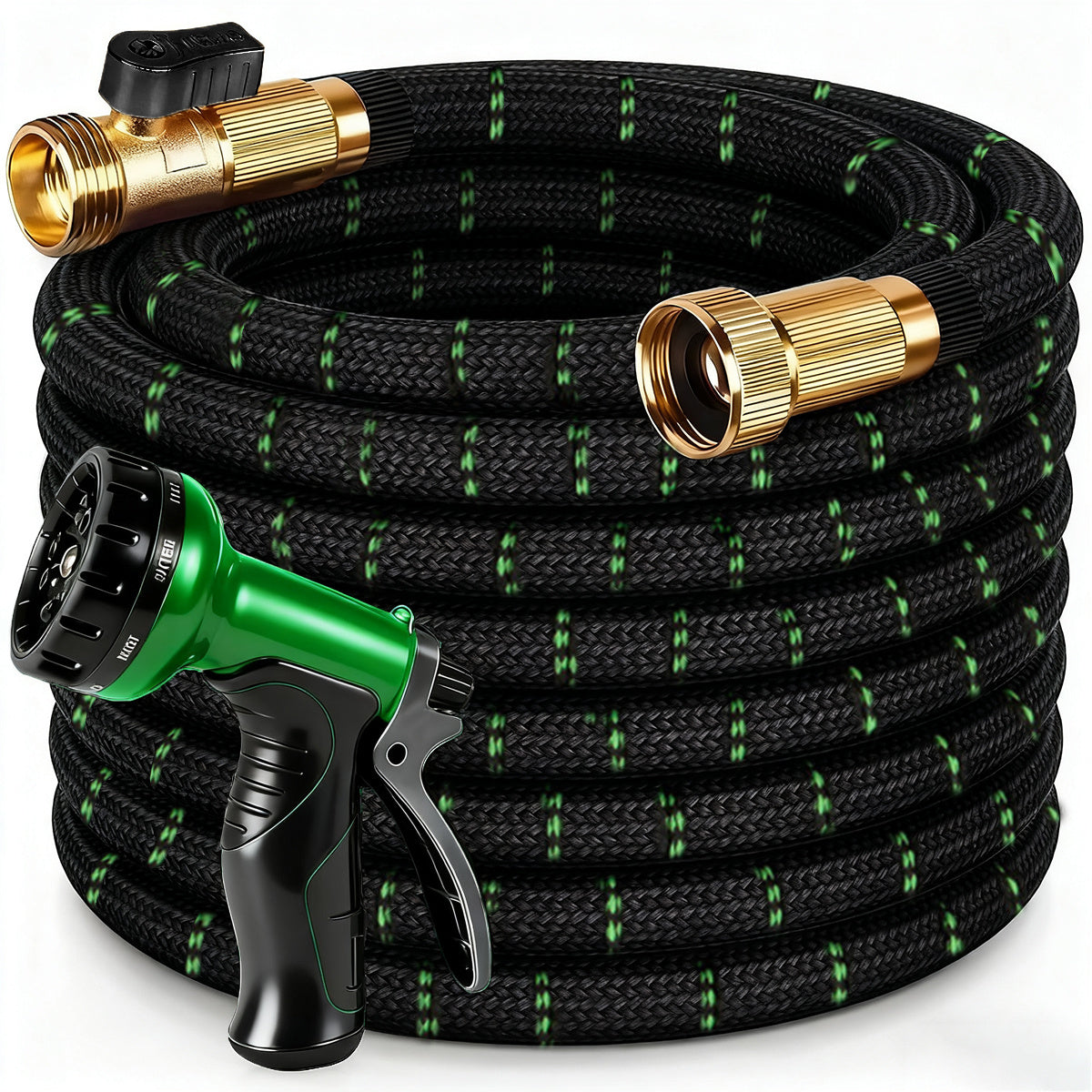 Heavy-Duty Rubber Garden Hose with 9-Function Nozzle | Non-Expandable, Kink-Resistant – 25/50/75/100FT - product image 5