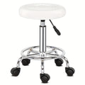 Round Padded Swivel Bar Stool 360° with Chrome Base - Adjustable Height Salon Kitchen Counter Stool for Nail Salon Beauty Studio Home Bar Reception, Black & White, 13"x24" - product image 13
