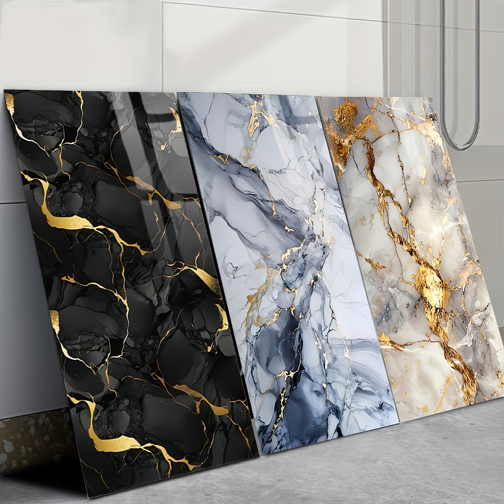 Peel and Stick Marble Tile Stickers – Self Adhesive Foam Wall Tiles for Bathroom Kitchen Office Bohemian Home Decor (50/100pcs, White/Gray/Black/Blue Gold) - product image 17