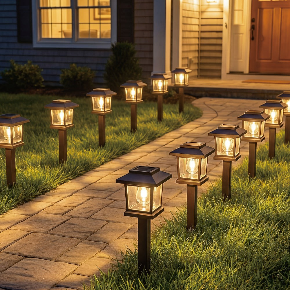 Solar Pathway Lights Outdoor Edison Style LED – Up to 12 Hours Auto On/Off IP44 Waterproof | Warm White Solar Garden Lights for Yard, Driveway & Walkway | Black & Brown Upgraded St - product image 14