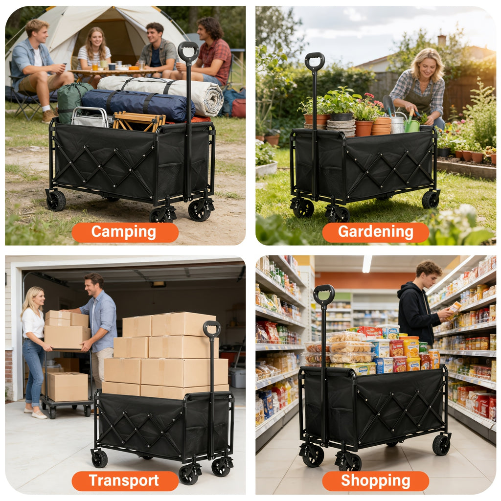 360/ 520/580/600 Lbs Collapsible Wagon Cart with Wheels Foldable - Folding Utility Heavy Duty Wagons Carts for Grocery Sports Garden Shopping Camping - product image 19