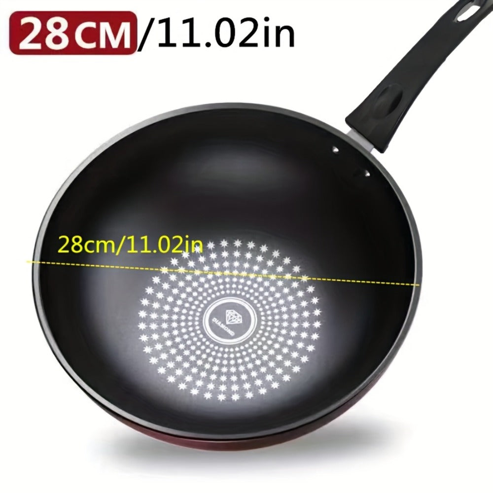 German Diamond Non-Stick Stir Fry Pan - Rice Stone Coating Smokeless Flat Bottom Wok for Induction Cooker Gas Stove, Multi-Purpose Household Frying Pan - product image 3