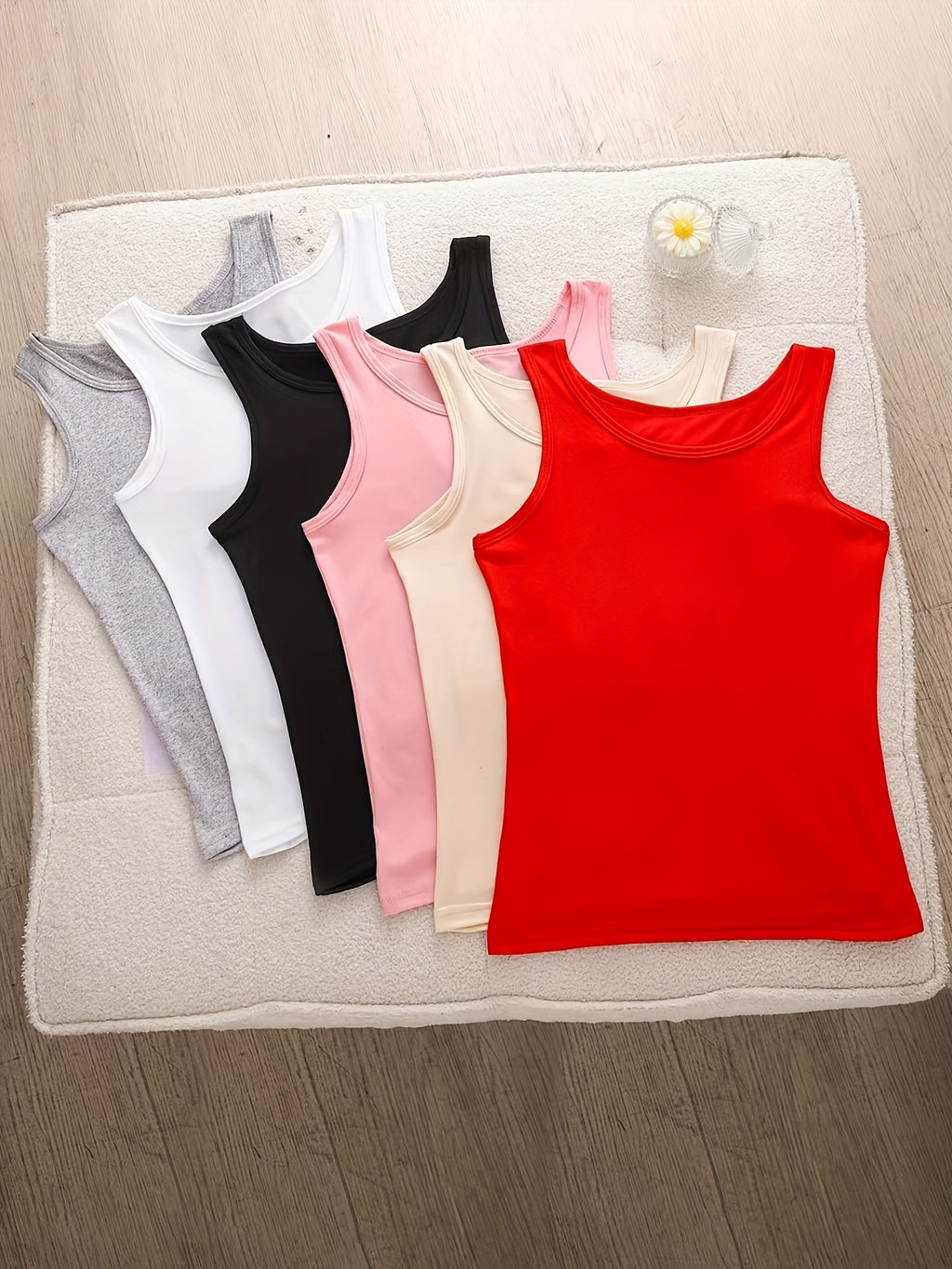 6pcs Women's Soft Sticky Blouses - Sleeveless Shirts with Semi-Sheer Adhesive Top Layer (No Padding), Breathable All-Season Vest for home & Layering - product image 5