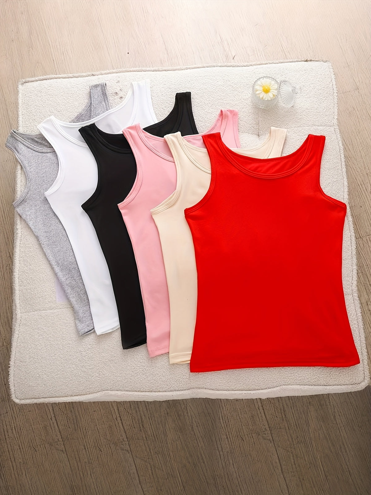 6pcs Women's Soft Sticky Blouses - Sleeveless Shirts with Semi-Sheer Adhesive Top Layer (No Padding), Breathable All-Season Vest for home & Layering - product image 5