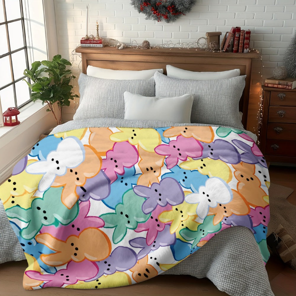 Easter Rabbit Flannel Throw Blanket - Bohemian Pastel Bunny HD Print Soft Warm Lightweight All-Season Throw for Sofa Bedroom Camping Yoga Travel, Cozy Home Decor Gift - product image 7