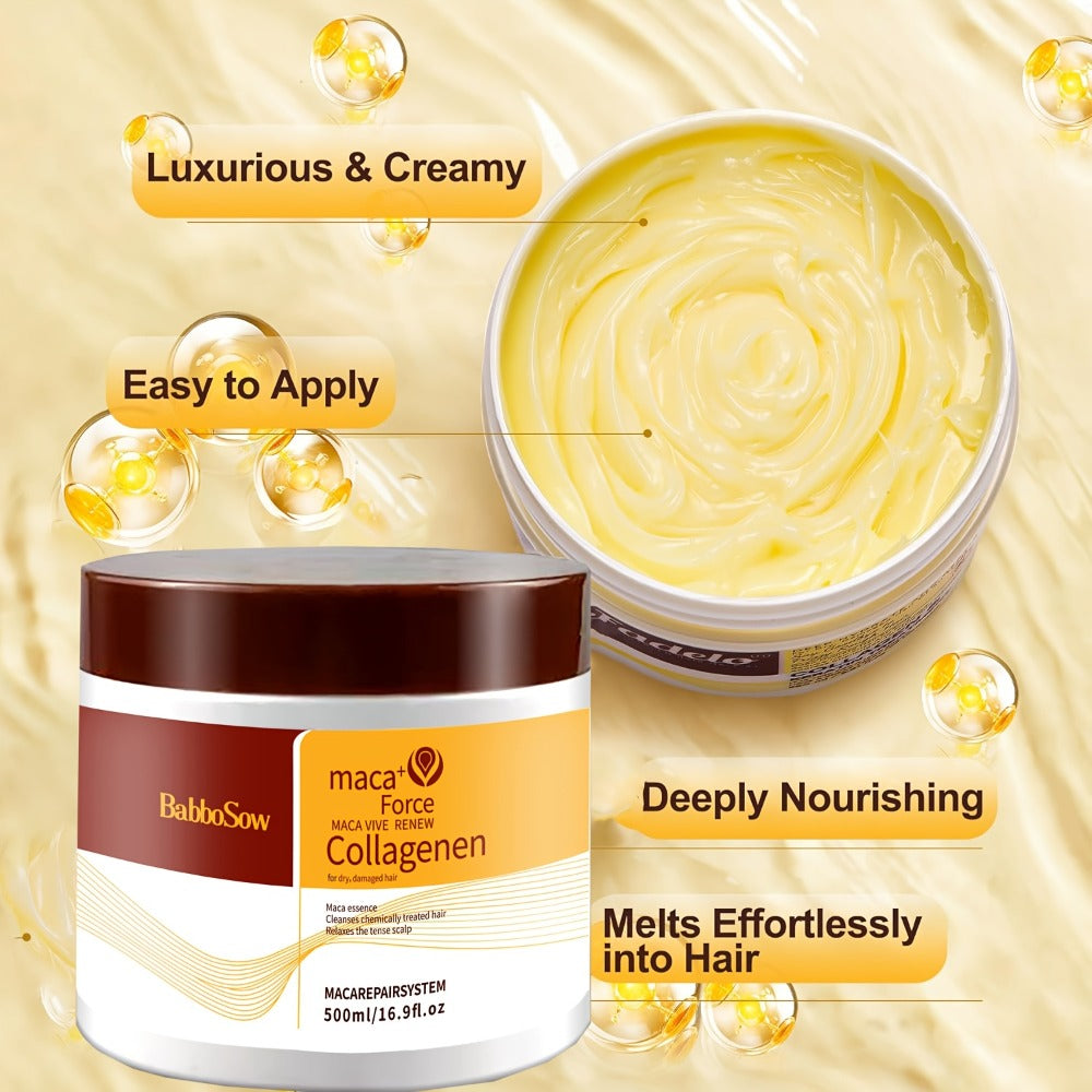 Argan Oil Collagen Hair Mask Set 500ml — Keratin Deep Conditioning Treatment, Repairs Damaged Dry Hair, Restores Shine & Strength, Maca Essence + Essential Oil, Gift for Women - product image 6