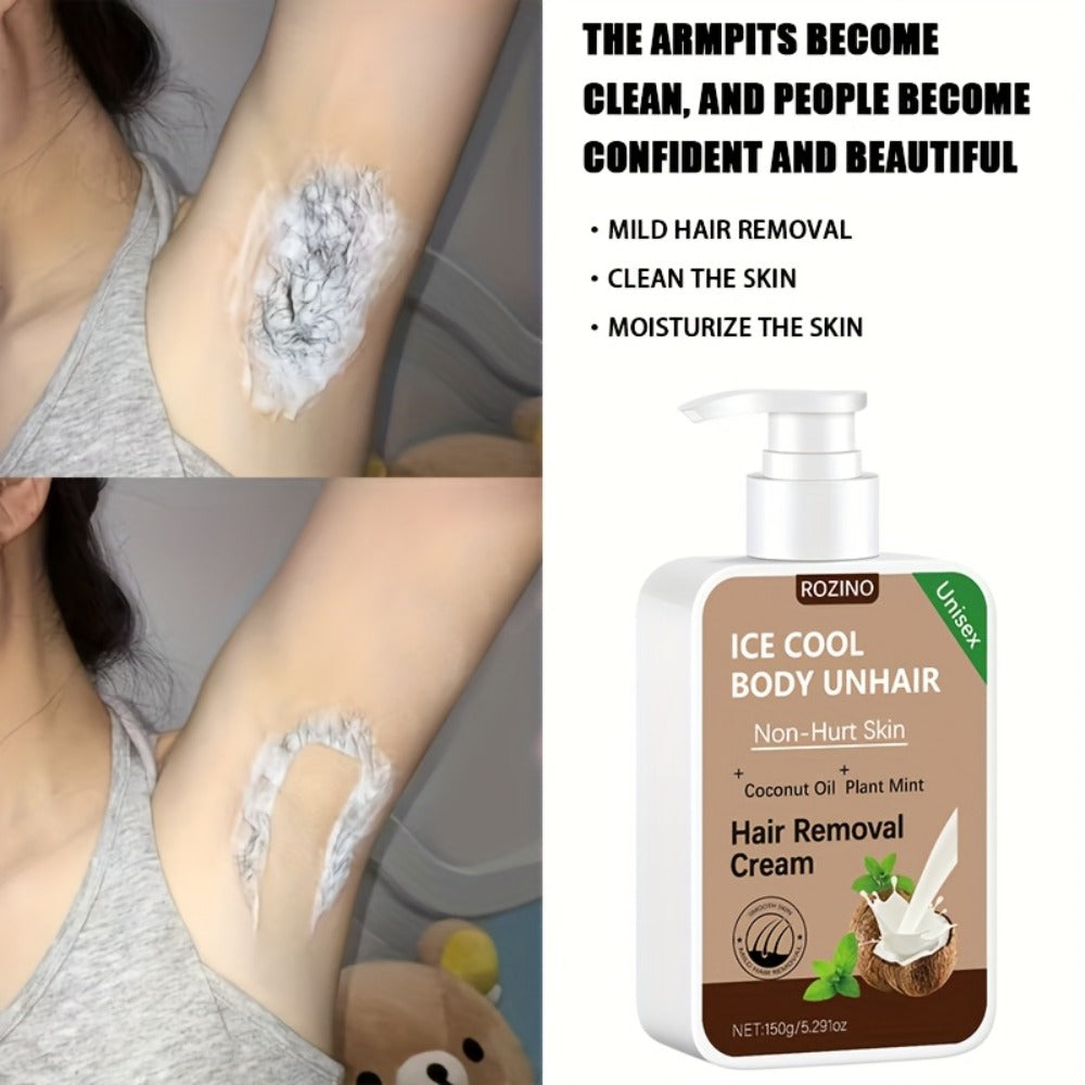 Hair Removal Cream Coconut 150g Painless Semi-Permanent Depilatory – Gentle Non-Irritating Formula for Face Lip Underarm Legs Arms & Bikini Area, Up to 6 Month Smooth Skin Results  - product image 9