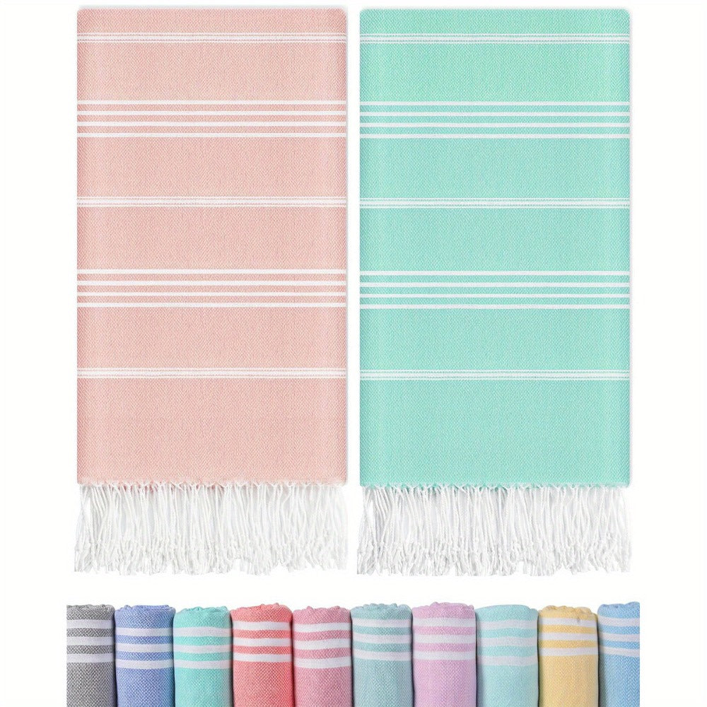 Turkish Beach Towels 2 Pack Sand Free Quick Dry Oversized Extra Large Lightweight Sandproof Compact Pool Swim Travel Camping Vacation Gift for Men Women Yellow Orange Blue Pink Pur - product image 9