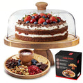 Cake Stand with Acrylic Dome Lid – Acacia Wood Serving Platter 2-in-1 Round Shatterproof Dessert Display Tray for Cheese Charcuterie Fruit Veggie Chips Party Table Centerpiece Holi - product image 7