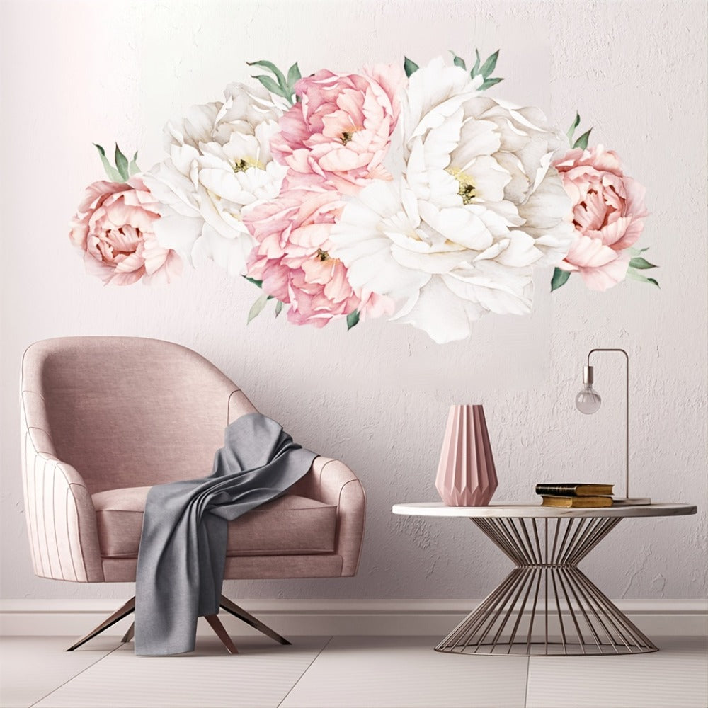 Peony Flower Window Glass Sticker – Anti-Collision Waterproof Decorative Glass Film, European Floral Wall & Window Decal for Home Decor, 17.7 x 47.2 Inches (2 Styles) - product image