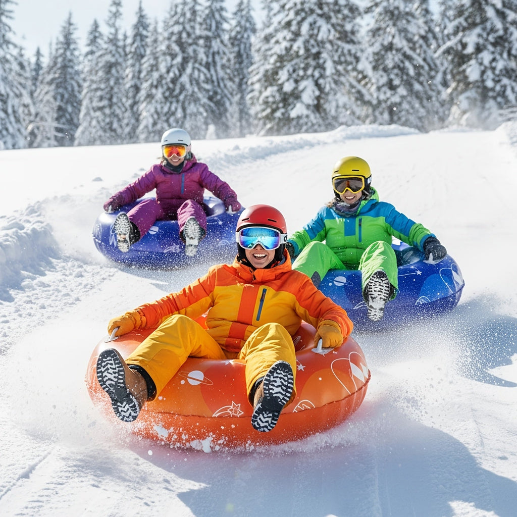 Triple-Layer PVC Snow Tubes 36 & 40 Inch, 220 lbs Capacity, 3-Layer Airlock Valve, Non-Slip Thickened Base & Embossed Handles for Ski Resort & Outdoor Winter - product image