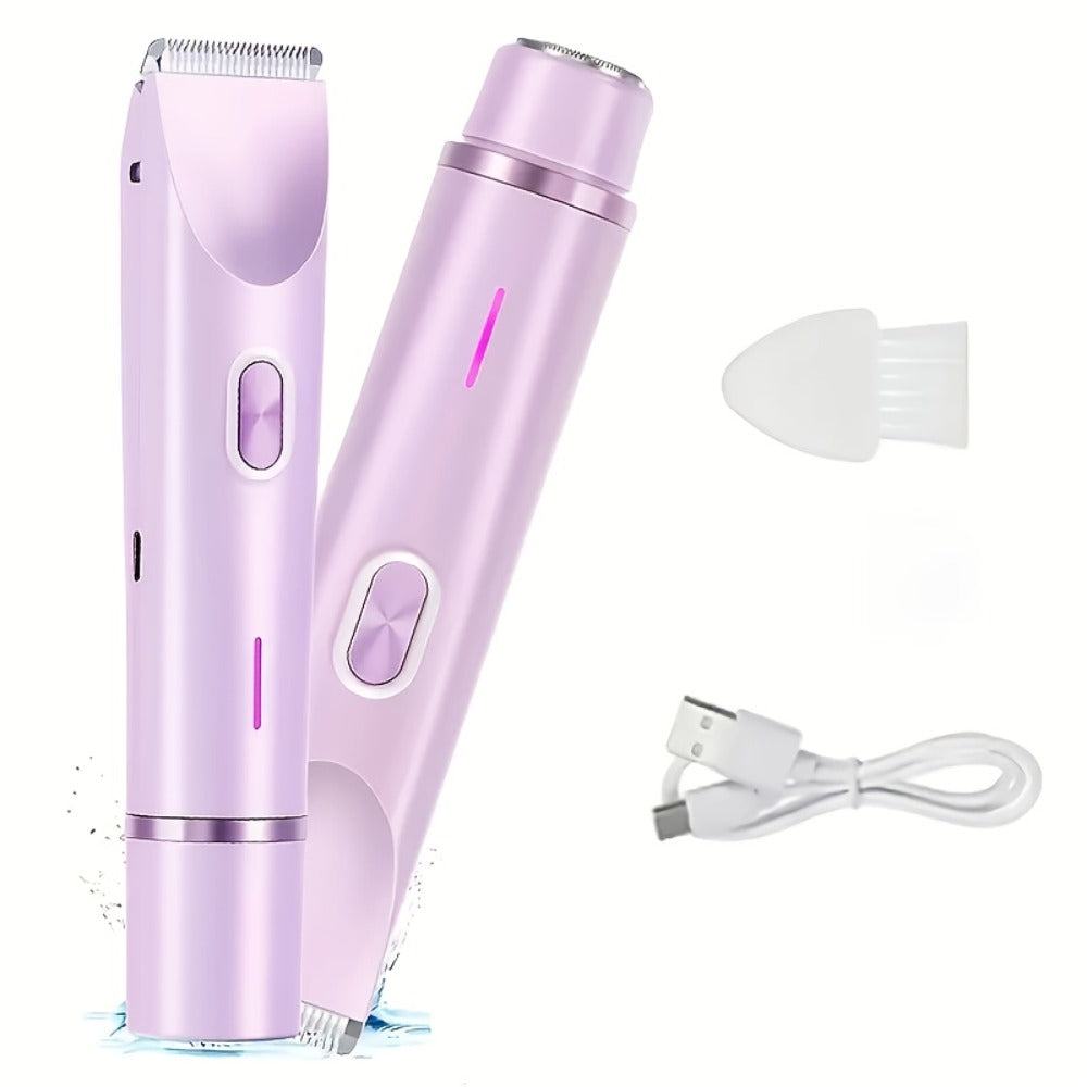Electric Bikini Razor 2-in-1 Women USB Rechargeable Dry Wet Face Shaver - Painless Hair Removal Bikini Line Underarms Legs Arms Face Portable Cordless Lady Shaver Pink Purple Blue - product image 5