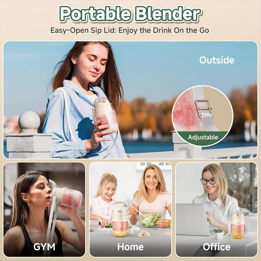 Personal Blender USB-C Rechargeable 27oz - 10-Blade Portable Smoothie Blender with Shoulder Strap, 70W Dual Battery, Safety Lock, Dishwasher Safe, for Shakes, Protein Drinks, Gym & - product image 9