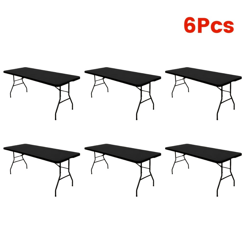 Stretch Table Covers 6Ft Washable Elastic Rectangle Tablecloth for Parties Weddings Picnics Camping, Spandex Polyester Blend, Fits Standard 6 Foot Tables, Set of 3 6 9 or 12, Black - product image 15