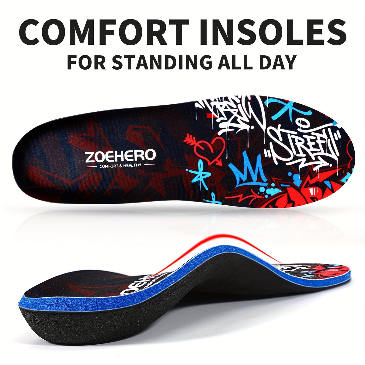 Arch Support Insoles for Men & Women - Heavy Duty Flat Feet Shoe Inserts, Shock Absorbing Comfort Insoles for Standing All Day, Work, Sports, Walking & Hiking - product image 9