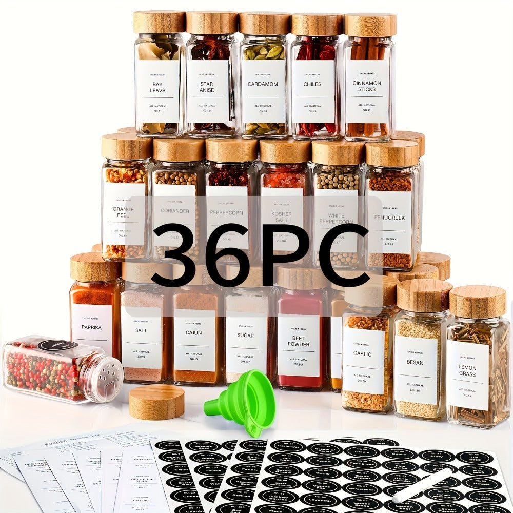Glass Spice Jars with Labels and Lids 4oz, Empty Spice Bottles with Foldable Funnel for Kitchen Organization, Airtight Condiment Storage Containers for Herbs and Seasonings, Set of - product image 7