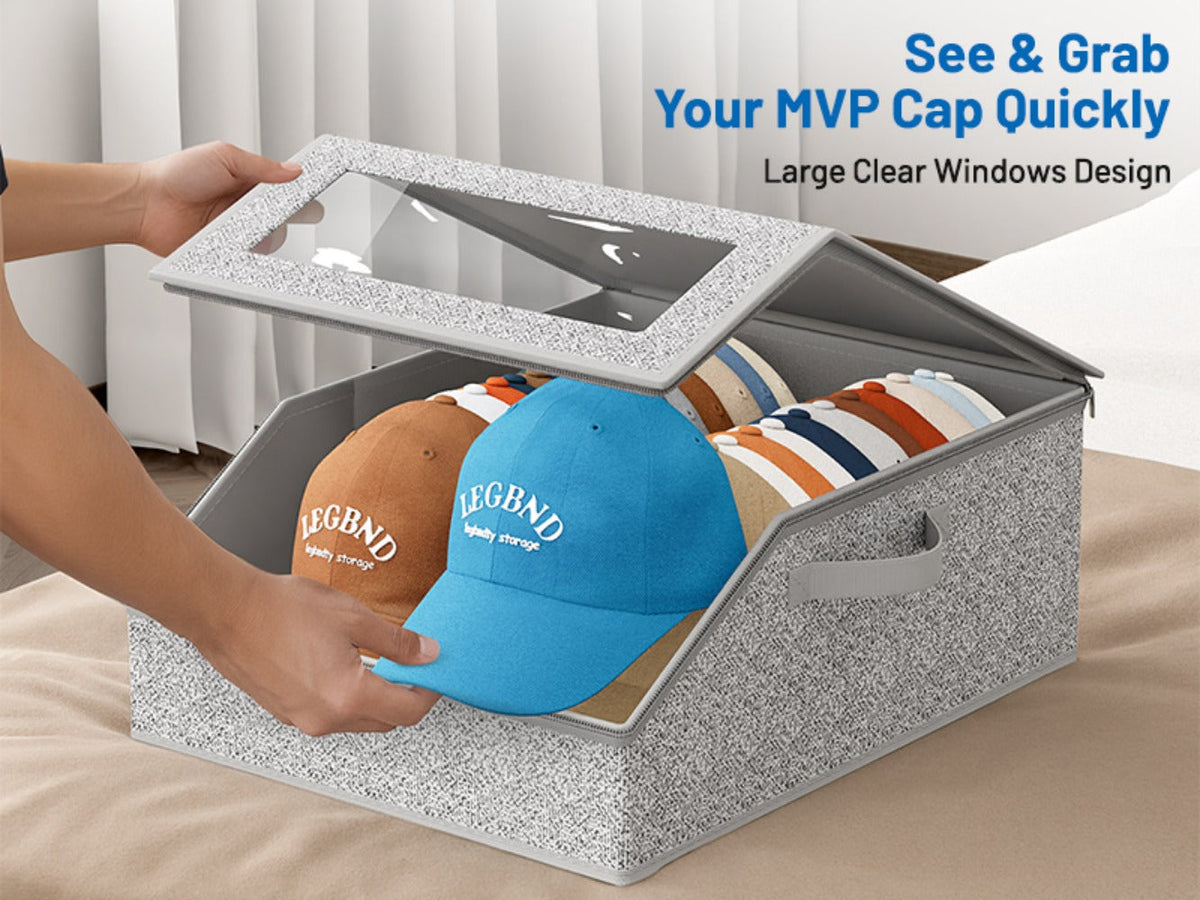 Baseball Cap Organizer for Closet – Large Hat Storage Box Holds 24 Ball Caps | Clear Window, Dustproof, Cardboard Inserts | Hat Rack Holder for Men & Women Bedroom Closet & Car - product image 13