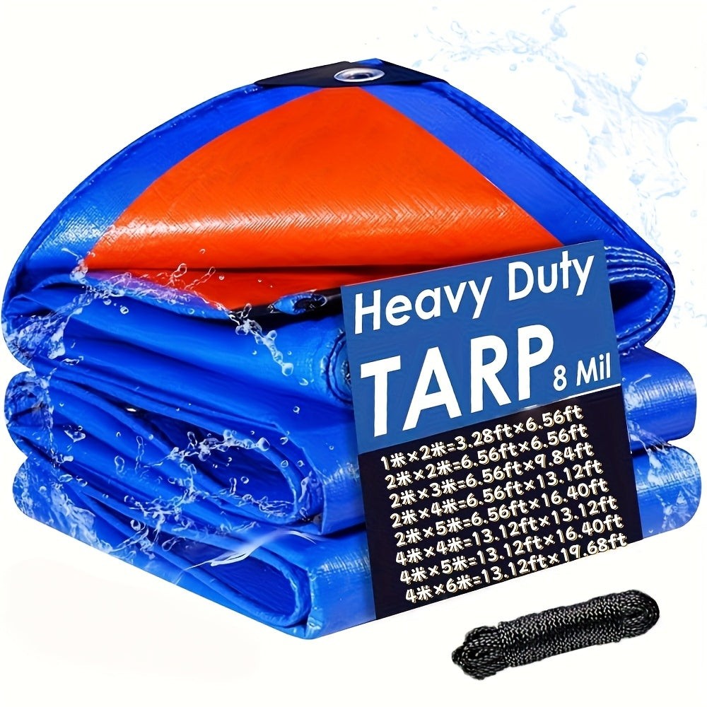 Heavy Duty Tarp Waterproof UV Resistant Tarpaulin – Thickened PE Double-Sided Blue Orange Rainproof Sun Shade Cover with Grommets & Rope for Outdoor Camping Garden Vehicle Boat Pro - product image 19