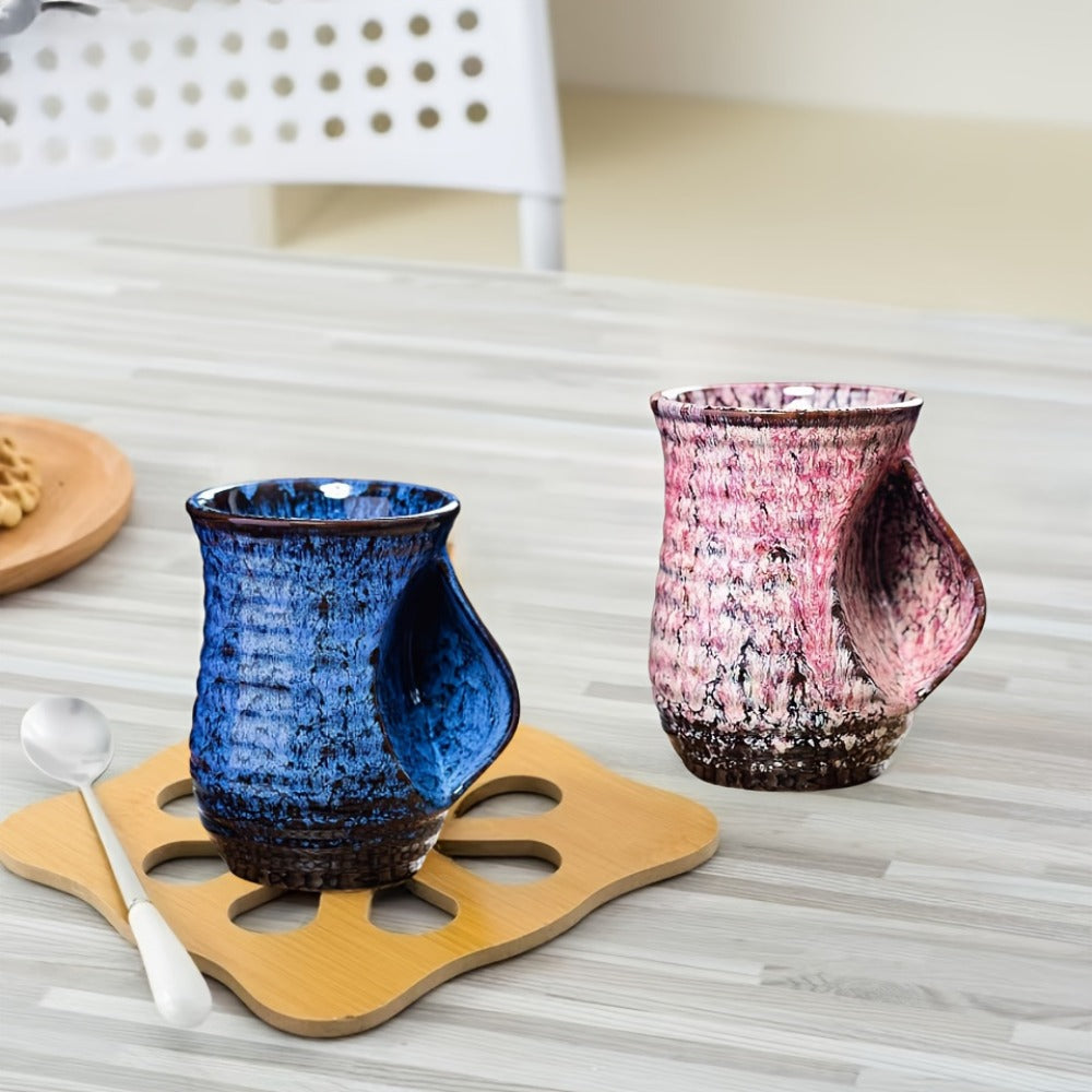 Ceramic Coffee Mug 18 Oz – Vintage Kiln-Fired Hand Warmer Cup with Speckled Glaze – Insulated Large Coffee Cup for Home & Office – Unique Gift for Christmas, Valentine's Day & Holi - product image
