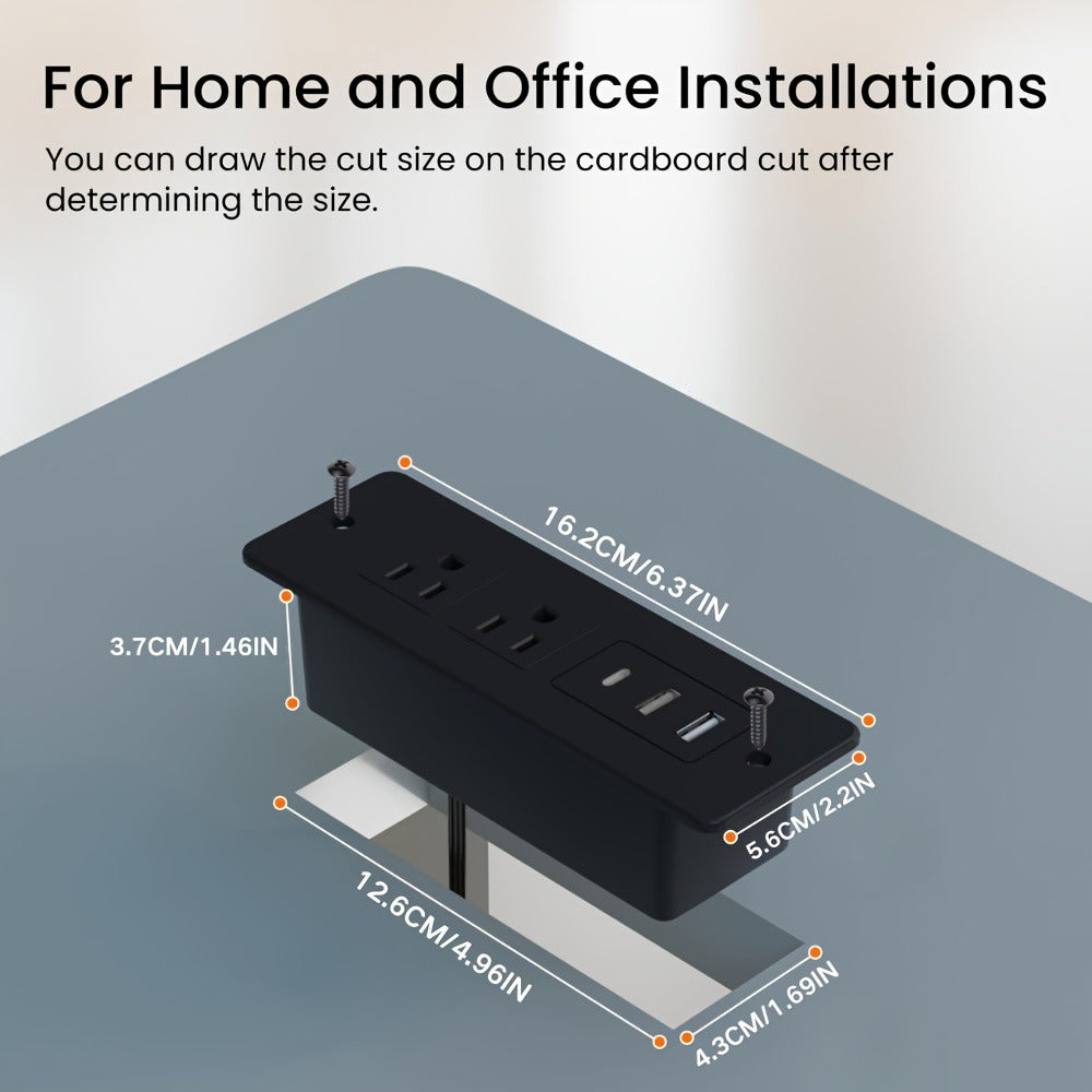 Recessed Power Strip Flush Mount Desk Outlet with USB-C & USB-A Ports In-Desk Power Grommet for Conference Room Office Table Furniture 1.5m Cord - product image 14