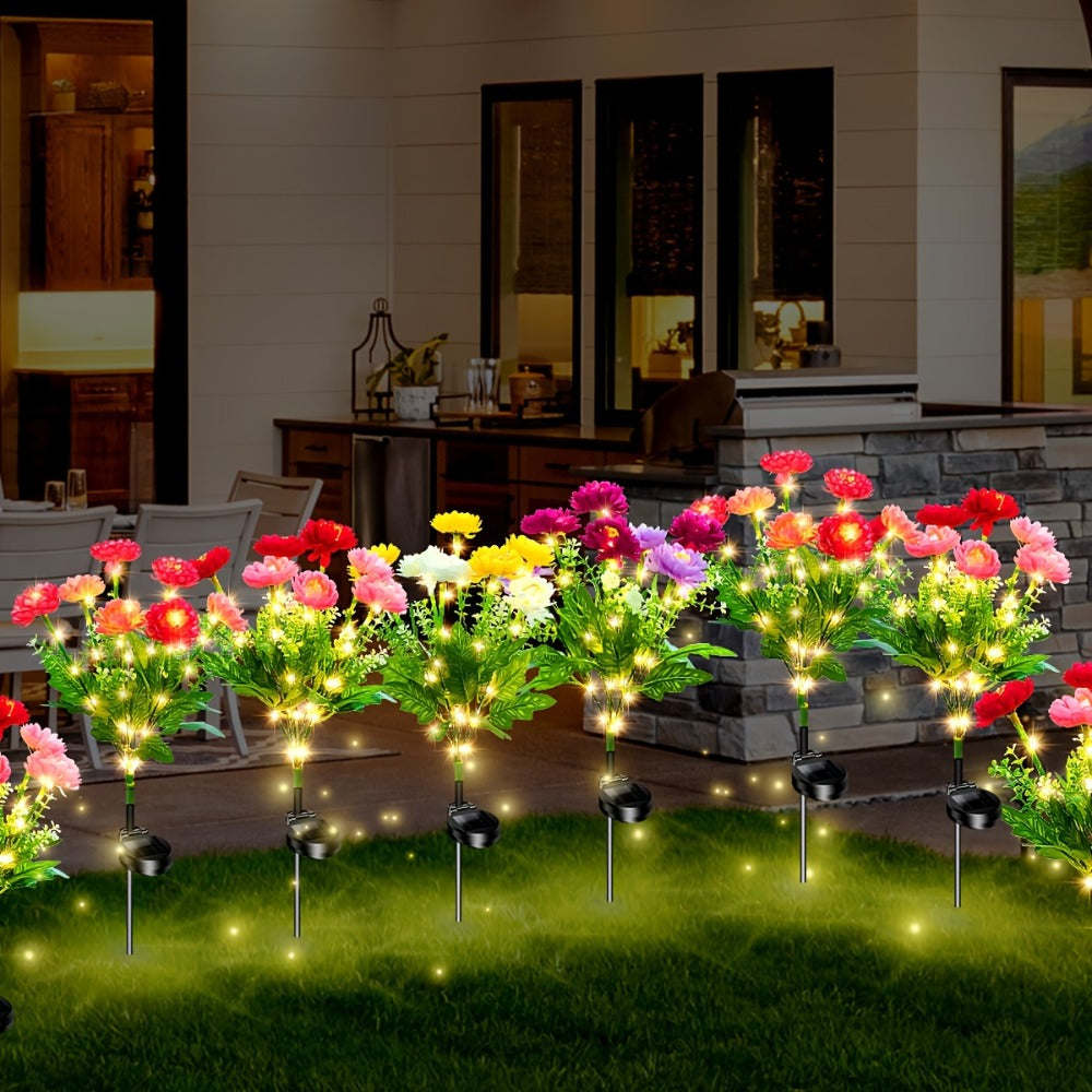 Solar Garden Lights Outdoor Waterproof – 5pcs Simulated Snow Lotus Flower LED Stake Lights for Lawn, Garden, Pathway, Courtyard, Patio Decor, Warm White Glow, Holiday Gift - product image 2
