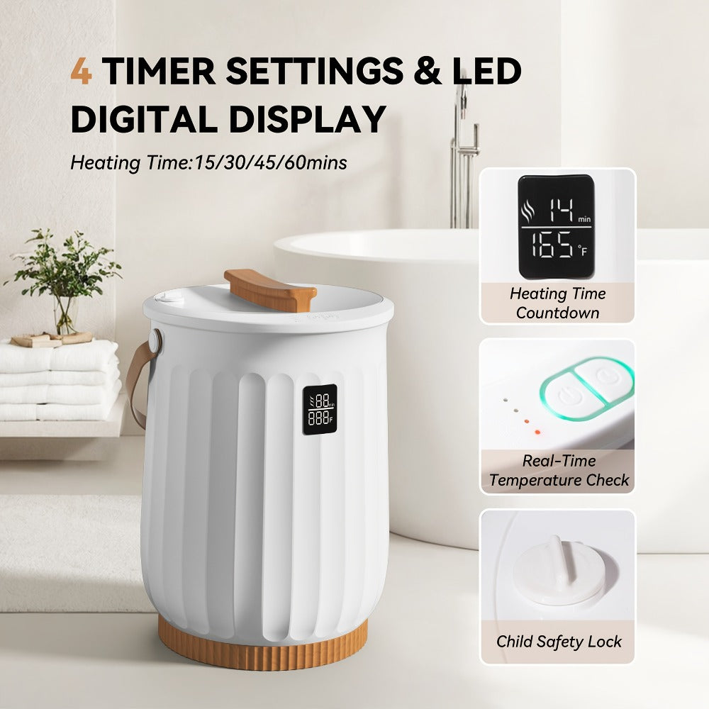 Digital Towel Warmer Bucket 20L Large Capacity Smart Display 4 Timer Modes Auto Shut-Off Fast 5-Min Heating Quiet Lightweight Spa Bathroom Heater Towels Blankets Robes - product image 2