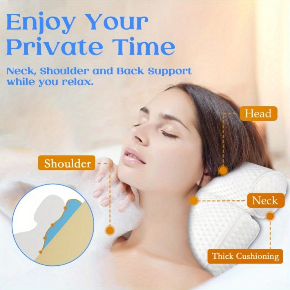 Bath Pillow with Suction Cups Spa Bathtub Neck Back Support Cushion Non-Slip Waterproof Headrest for Tub Relaxation Home Spa Accessories Women Men Ergonomic Quick-Dry Mold Resistan - product image 11