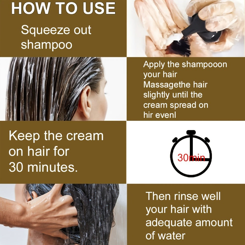 Plant Extract Hair Coloring Shampoo 100ml 3.38oz | Deep Moisturizing Scalp-Safe Gray & White Hair Coverage | Long-Lasting Botanical Color | Black Brown Chestnut Brown for Men & Wom - product image 8