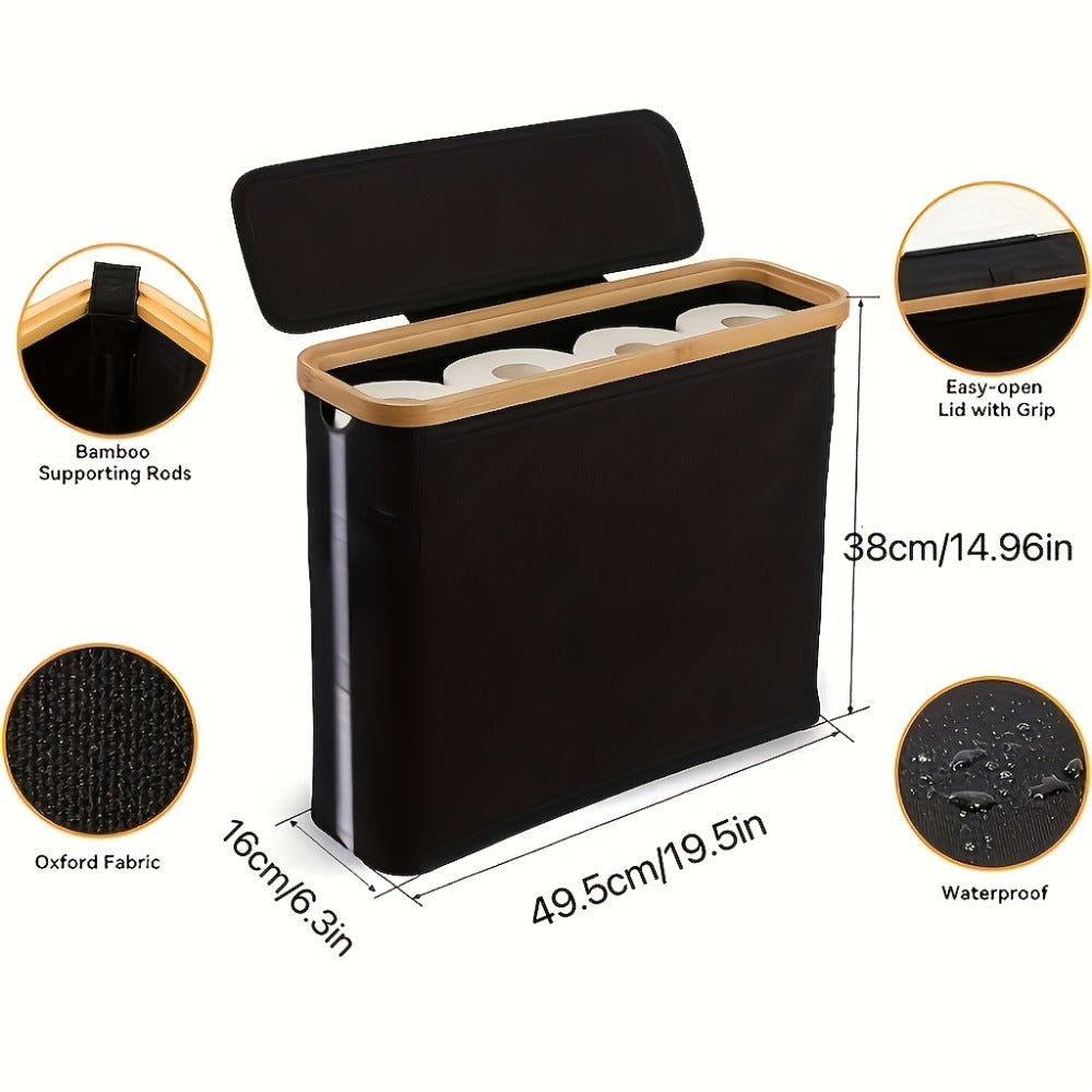 Bamboo Toilet Paper Holder Freestanding Bathroom Storage Organizer Holds 12 Rolls Tissue Roll Dispenser Modern Slim Design for Bathroom Bedroom Laundry Room Tissue Accessories Stor - product image 4