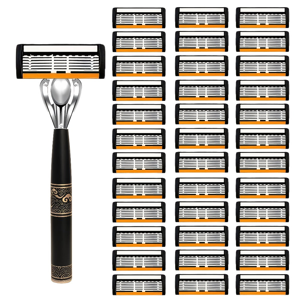 Men's Razor 6-Layer Blade Refill Kit with Handle Smooth Precise Shaving - Multiple Options 6 12 24 30 36 Blades Cartridge Razor Anti-Irritation Close Shave Grooming Gift for Men - product image 3