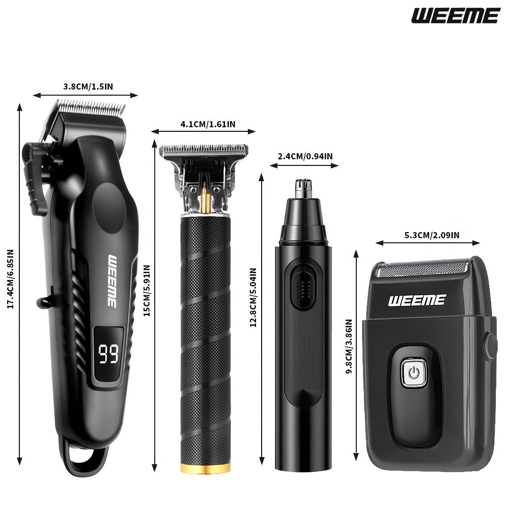 Men's Grooming Kit 4-Piece Set – USB Rechargeable Hair Clipper, Nose Trimmer, Electric Shaver & T9 Detailer with 8 Guide Combs, Professional Cordless Beard Trimmer Set for Men - product image 2