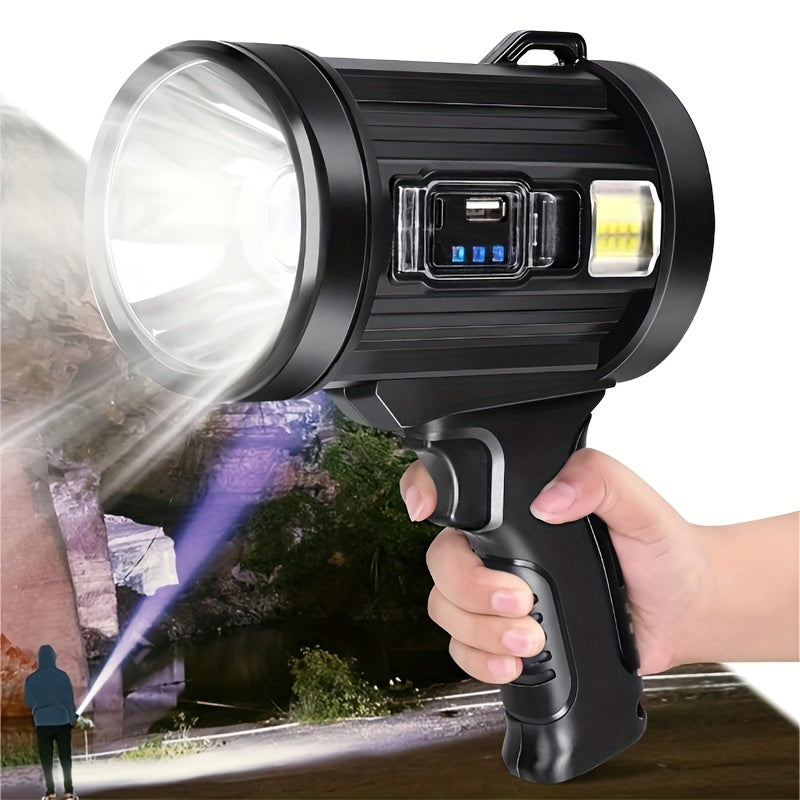 Waterproof LED Flashlight 6 Modes 3 Color Filters Solar USB Rechargeable IPX4 Torch for Hunting Camping Boating Hiking Emergency for Patio & Backyard Use