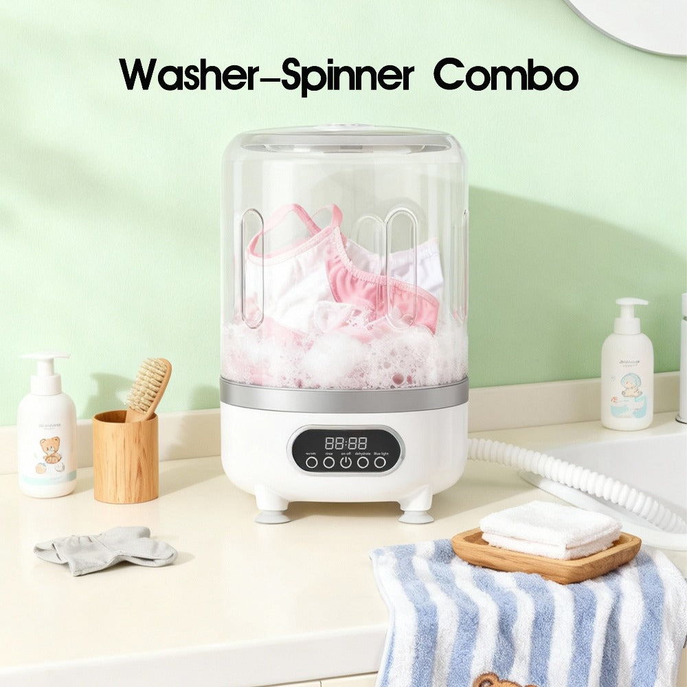 Portable Mini Washing Machine Wash & Dry All-in-One, Blue Light Sterilization, Flexible Drainage, Compact Travel Laundry Washer for Dorm Apartment Camping RV - product image