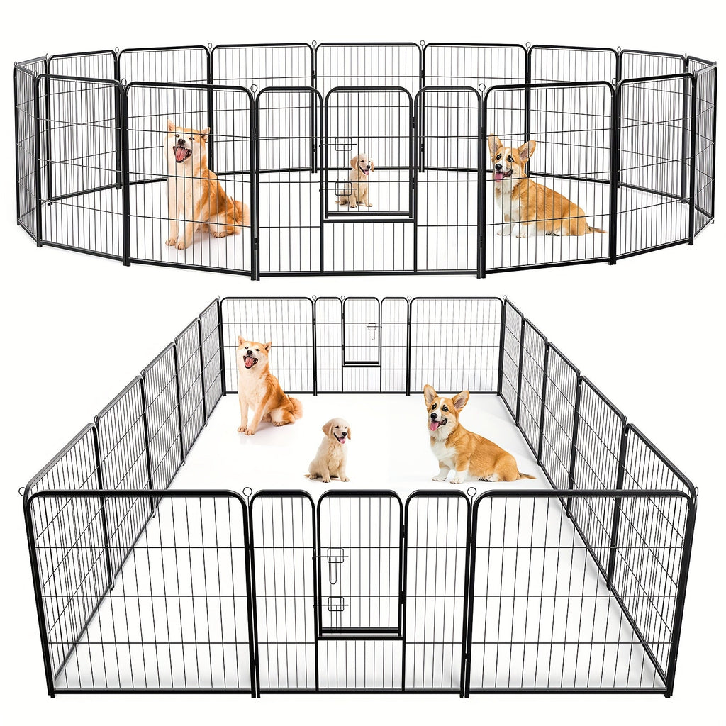24 32 40 Inch Height Options for Small Medium Large Dogs & Puppies Sturdy Portable Enclosure – Pet Playpen Exercise Pen for Dogs 8 or 16 Panel Modular Indoor - product image