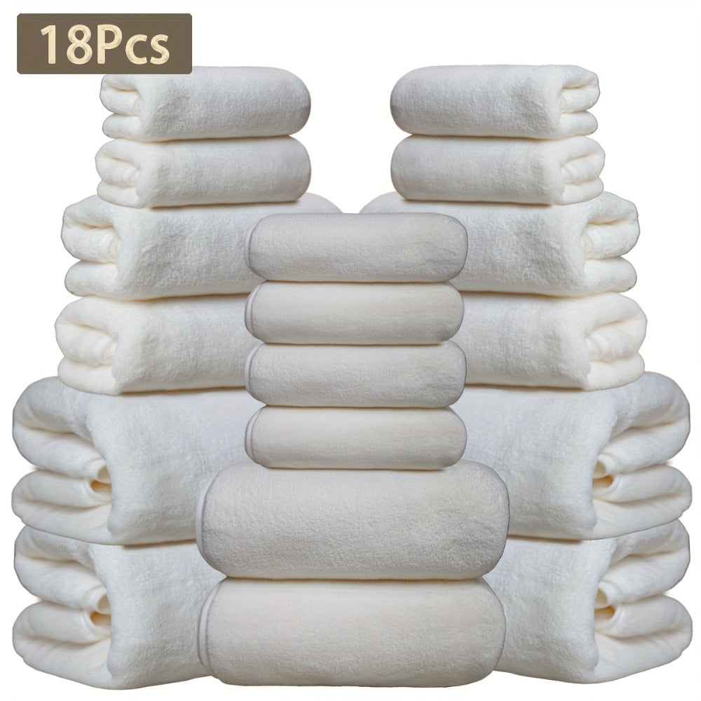 Coral Velvet Bath Towel Set 18pcs – 4 Bath Towels 4 Hand Towels 10 Washcloths Hotel Quality Soft Absorbent - product image 7