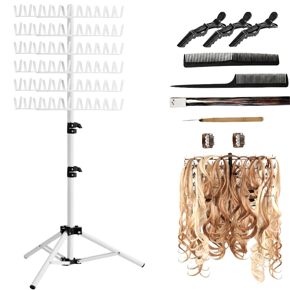 144 Strand Braiding Hair Rack Standing Height Adjustable 30-50 Inch Foldable – Tangle-Free Hair Extension Holder | Knotless Box Braids Cornrows Organizer | Salon Hairstylist Tool B - product image 10