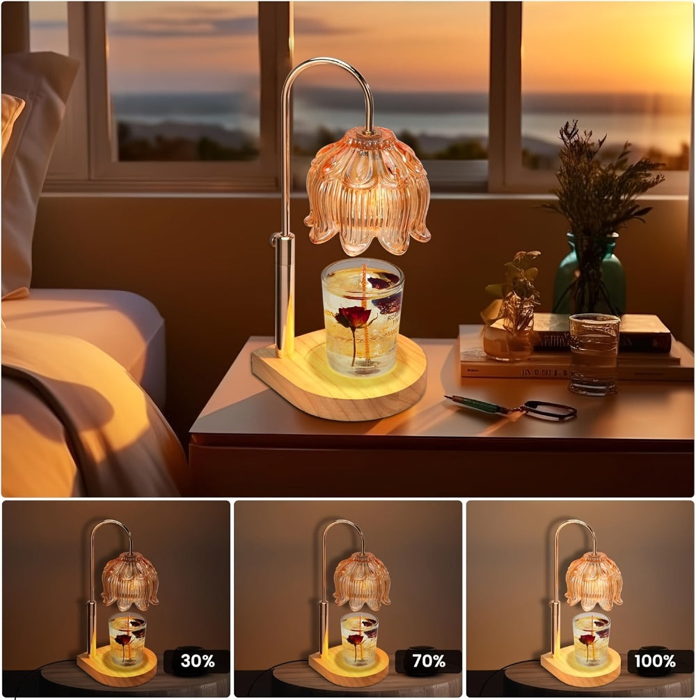Electric Candle Warmer with Timer, Crystal Wax Melt Warmer Lamp, Adjustable Temperature, Lily Shape Glass Candle Warmer for Scented Jar Candles, 2/4/8 Hour Timer, Holiday Home Deco - product image 8