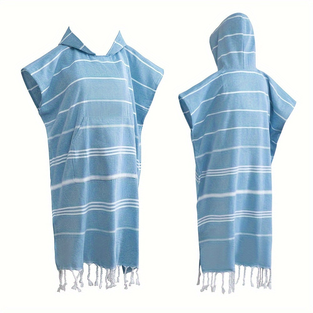 Hooded Beach Poncho Turkish Cotton Quick Dry Sandproof - Wearable Surf Changing Towel Lightweight Thin Bathrobe | S & L | Blue Green Purple Pink Gray | Swimming Diving Surfing Beac - product image 21